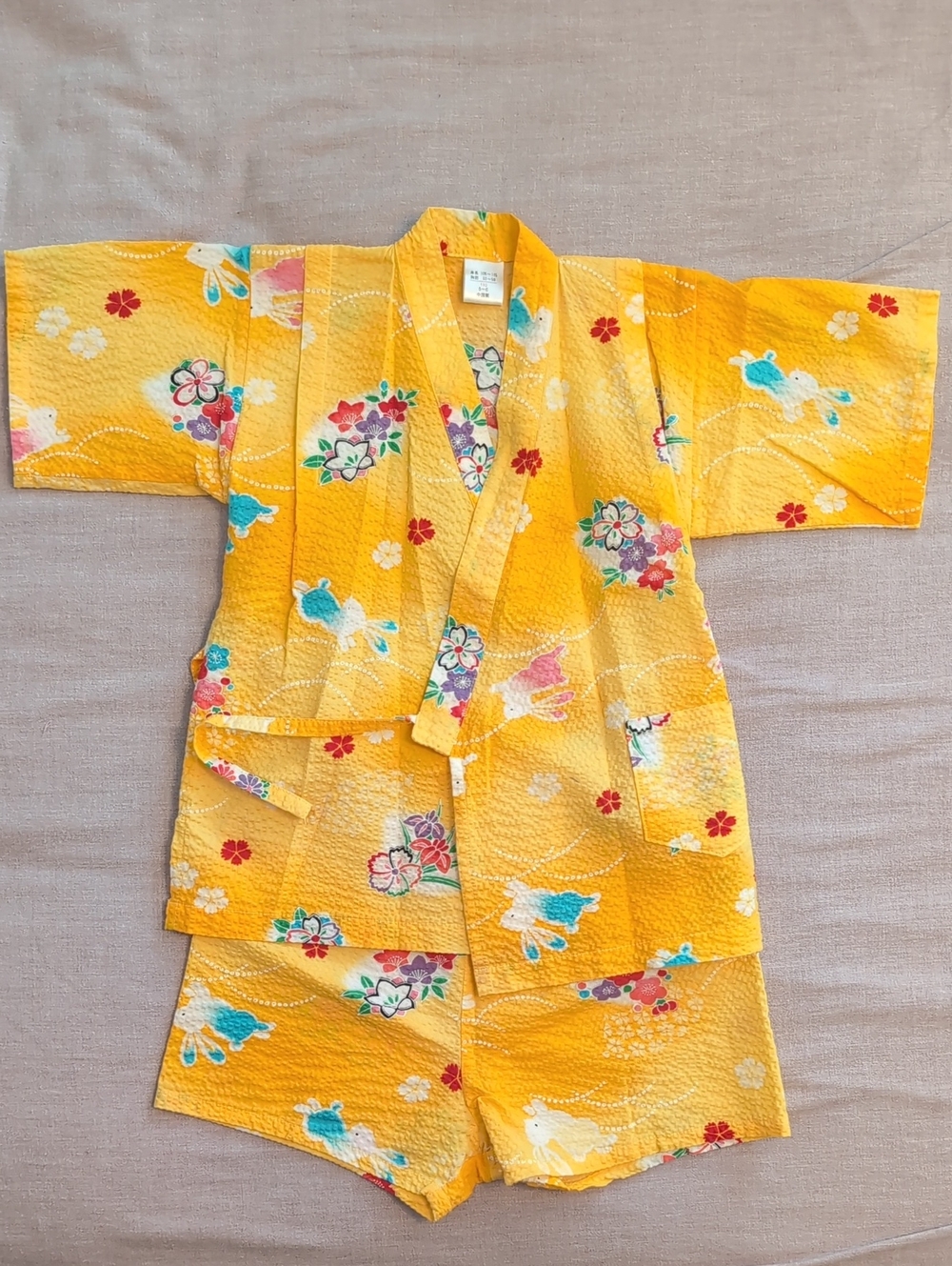 Yellow Floral Children's Jinbei Set